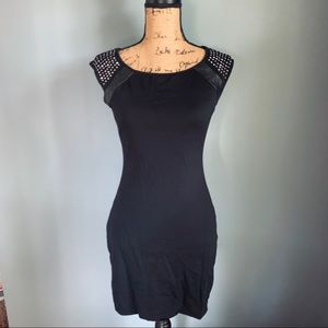 Express Studded Leather Shoulder Black Dress